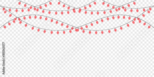 red heart on a Christmas Wedding lights with glowing bulbs white background