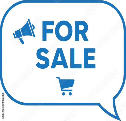 vector, illustration, chat bubble with text For Sale for e-commerce, online shop, shopping