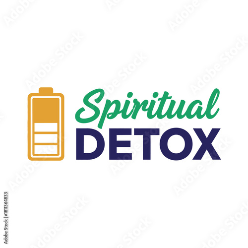Spiritual detox concept with battery icon vector illustration for mental health and wellness typography t shirt design