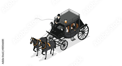 Step back in time with this elegant horse-drawn carriage, perfect for historical reenactments, vintage events, and classic fairytale designs