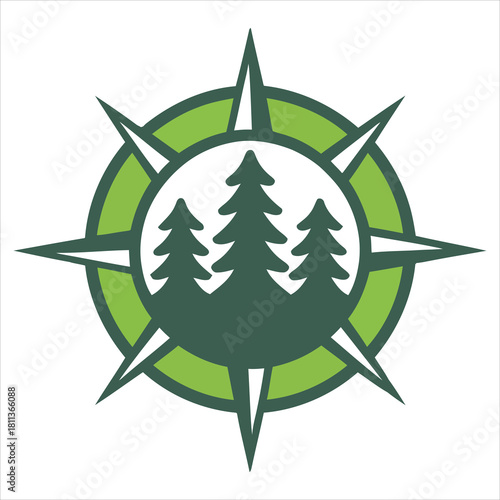 Compass forest trees adventure logo