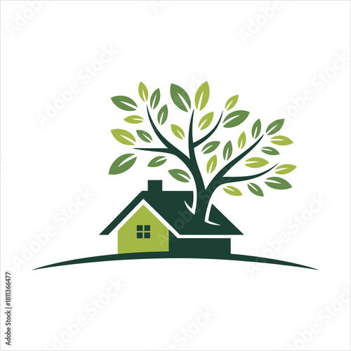 Green home with tree integrated