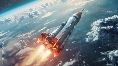 Fototapeta Naklejka Na Ścianę i Meble -  Rocket Ship in Space