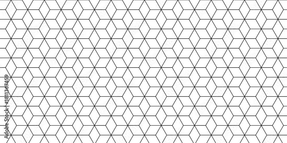 Fototapeta premium Abstract black square line hexagons seamless hexagon polygonal pattern background. vector seamless creative pattern bright white abstract honeycomb background.