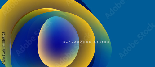 Abstract flowing shapes, vibrant colors, blue yellow gradients. Modern design element for backgrounds, presentations. Smooth transitions visible.