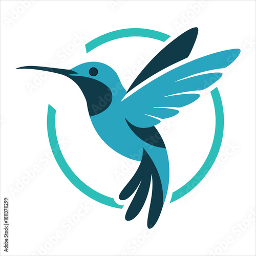 Blue hummingbird icon symbol logo