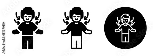 Deep Breathing Icon Collection Glyph & Mixed Style