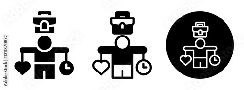 Work Life Balance Icon Collection Glyph & Mixed Style