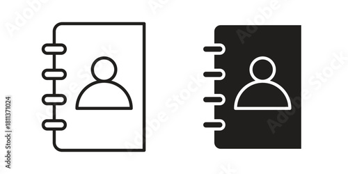 Address book icons of black colored in various styles