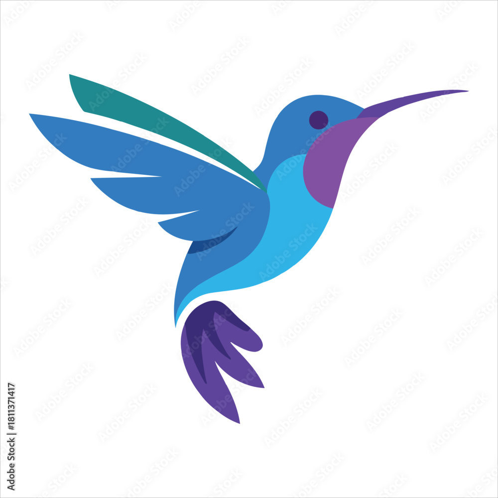 Fototapeta premium Colorful flying hummingbird icon