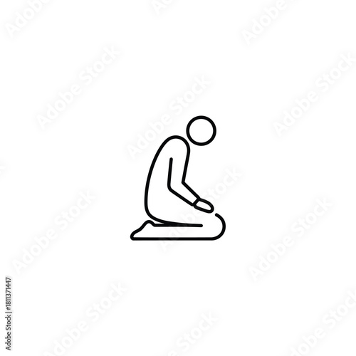 Muslim Man Sitting In Tashahhud Prayer Icon