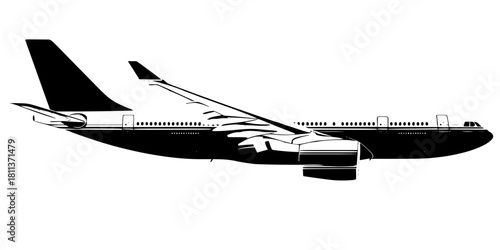 Elegant Vintage Airplane Side View | Clean, isolated vector art for creative projects.