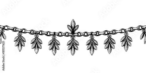 Elegant Black White Garland Artistry | Clean, isolated vector art for creative projects.