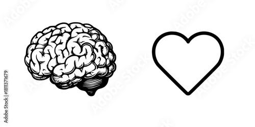 Silhouette Love Brain - Visual Poem Power Mind Heart | Clean, isolated vector art for creative projects.