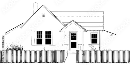 Silhouette quaint cottage | Clean, isolated vector art for creative projects.