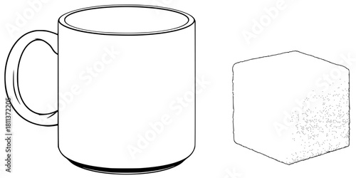 Coffee Cups Sugar Cubes - Tale Two Beverages | Clean, isolated vector art for creative projects.