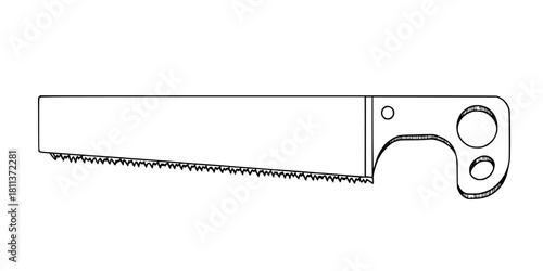 Elegant Black White Silhouette Hand Saw | Clean, isolated vector art for creative projects.