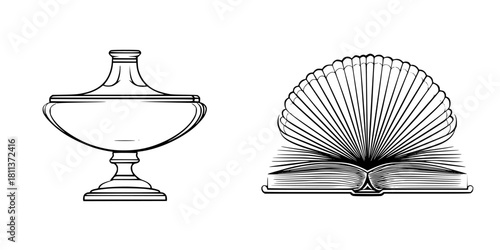 Elegant Oil Lamp Shells | Clean, isolated vector art for creative projects.