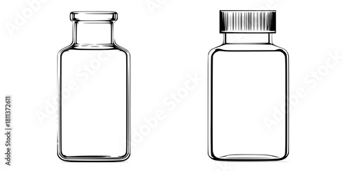 Vintage Chemistry: Vials Test Tubes Black White | Clean, isolated vector art for creative projects.