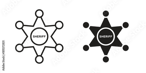 Badge Sheriff icons of black colored in various styles