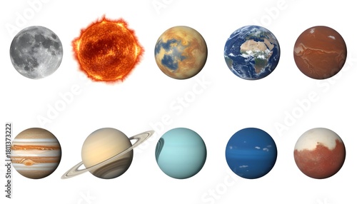 Solar system planets represented as easter eggs on a white background