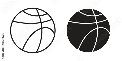 Basketball icons of black colored in various styles