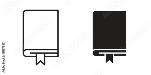 Book bookmark icons of black colored in various styles