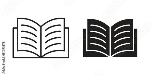 Book icons of black colored in various styles