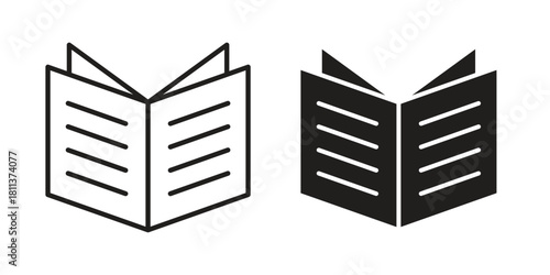 Book open icons of black colored in various styles