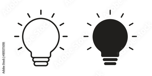 Bulb icons of black colored in various styles