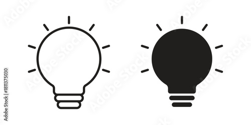 Bulb icons of black colored in various styles