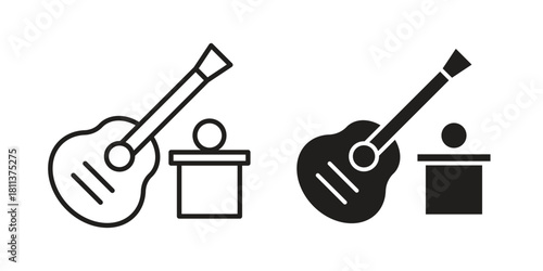 Busking icons of black colored in various styles