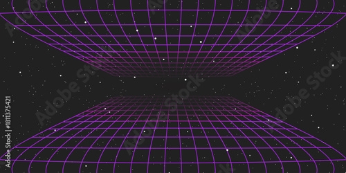 3D wireframe perspective grid room template design vector illustration background. Empty three dimensional virtual room perspective wireframe grid geometric sketch. Cyber virtual line interior frame.