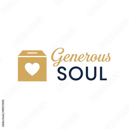 Generous soul logo design featuring a donation box with a heart vector illustration for charity and giving campaigns typography t shirt design