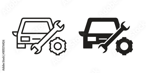 Car mechanic icons of black colored in various styles