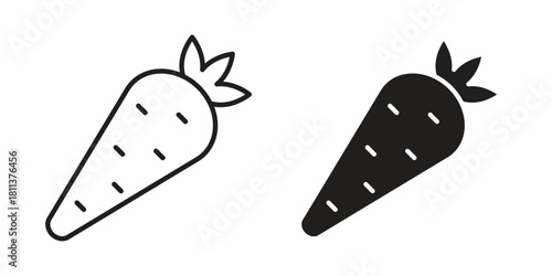Carrot icons of black colored in various styles