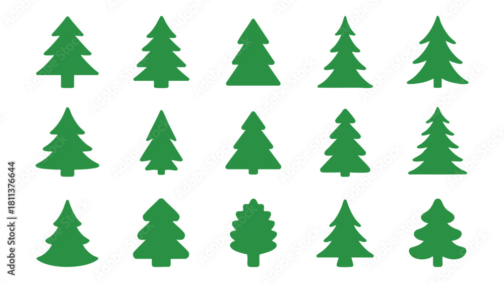 Obraz premium Christmas tree icon set vector