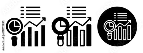 Statistical Analysis Icon Collection Glyph & Mixed Style