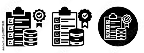Data Quality Check Icon Collection Glyph & Mixed Style