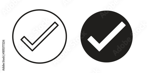 Check icons of black colored in various styles