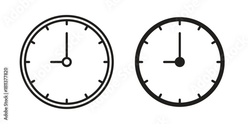 Clock nine icons of black colored in various styles