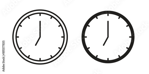 Clock seven icons of black colored in various styles