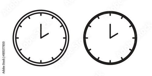 Clock two icons of black colored in various styles