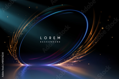 Light circle frame template with sparks