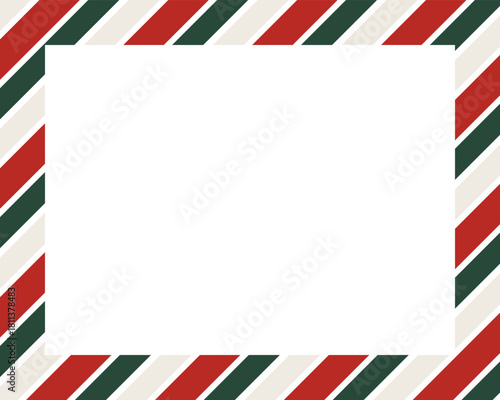 Candy cane christmas frame with blank space. Christmas border frame. Merry Christmas Candy cane rectangle frame card elements decoration. New Year picture frame ribbon. Xmas striped border
