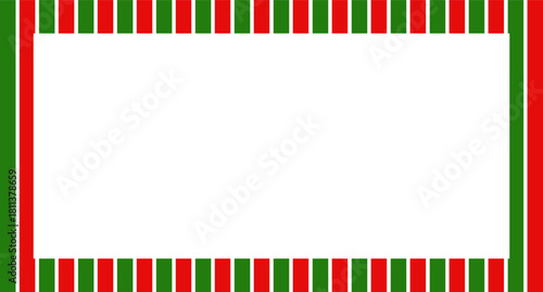 Candy cane christmas frame with blank space. Christmas border frame. Merry Christmas Candy cane rectangle frame card elements decoration. New Year picture frame ribbon. Xmas striped border