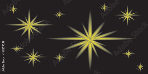 et of flashes, lights and sparks. Abstract golden lights isolated on a transparent background. Bright gold flashes and glares. Bright rays of light. Glowing lines. Vector illustration. 
