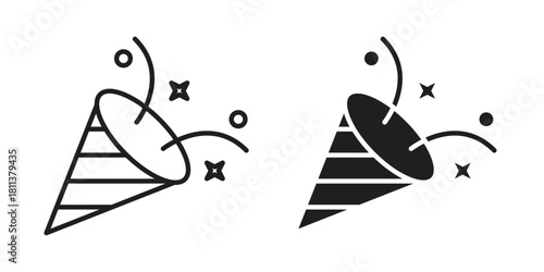 Confetti icons of black colored in various styles