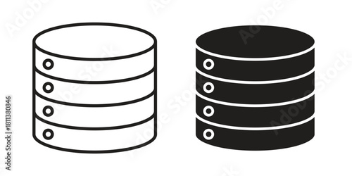 Database icons of black colored in various styles