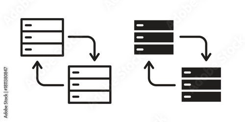 Data transfer icons of black colored in various styles